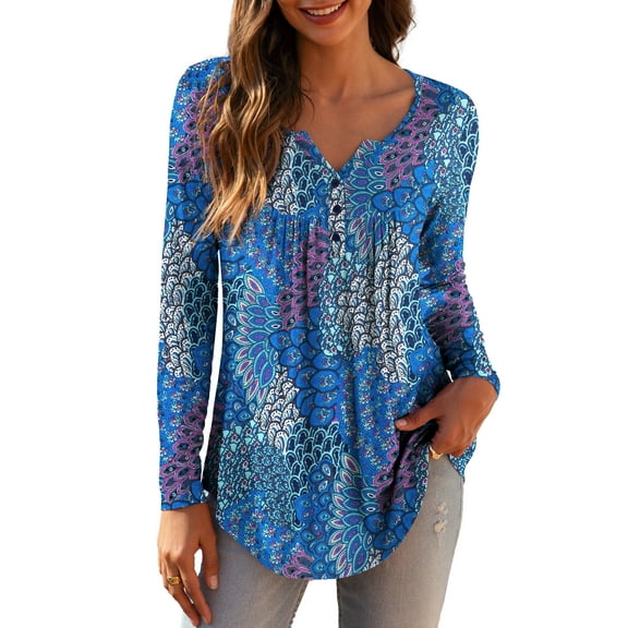 a.Jesdani Women's Plus Size Tunic Tops Long Sleeve V Neck Casual Blouses m-4x