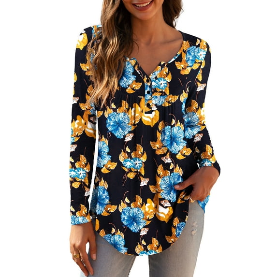 a.Jesdani Women's Plus Size Tunic Tops Long Sleeve V Neck Casual Blouses m-4x