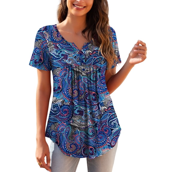 a.Jesdani Women's Plus Size Tunic Tops Short Sleeve V Neck Casual ...