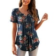 thumbnail image 1 of a.Jesdani Women's Plus Size Tunic Tops Short Sleeve V Neck Casual Henley Shirts m-4x, 1 of 8
