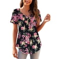 thumbnail image 1 of a.Jesdani Women's Plus Size Tunic Tops Short Sleeve V Neck Casual Henley Shirts m-4x, 1 of 7