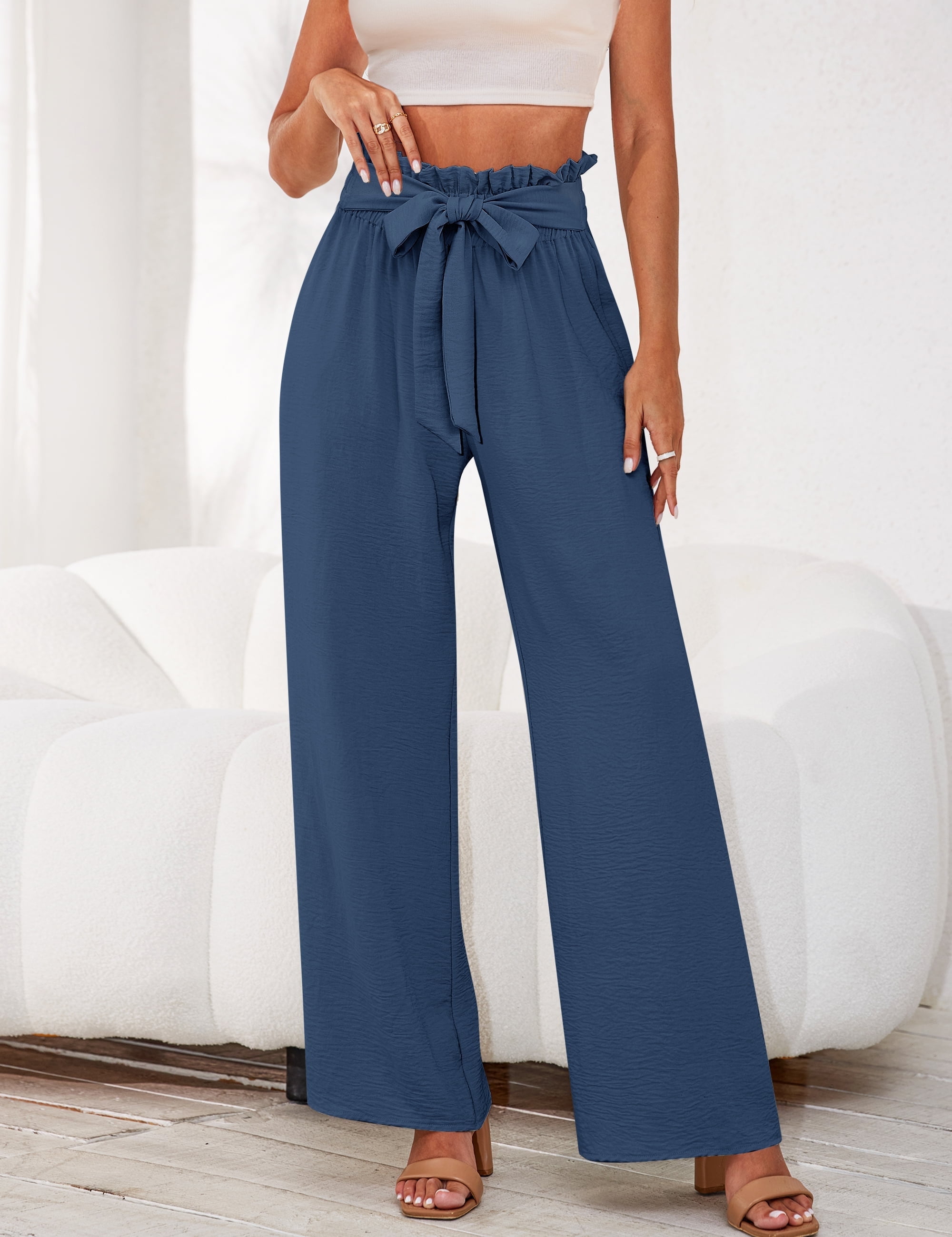 Loose Casual Elastic Waist Wide Leg Pants