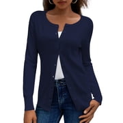 a.Jesdani Womens Cardigans Lightweight Soft Knit Crewneck Cardigan Sweater S-2XL