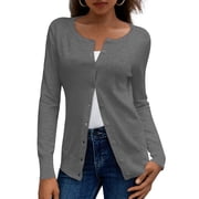 a.Jesdani Womens Cardigans Lightweight Soft Knit Crewneck Cardigan Sweater S-2XL
