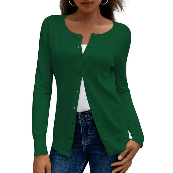 a.Jesdani Womens Cardigans Lightweight Soft Knit Crewneck Cardigan Sweater S-2XL