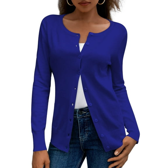 a.Jesdani Womens Cardigans Lightweight Soft Knit Crewneck Cardigan Sweater S-2XL