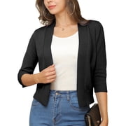 a.Jesdani Womens Cropped Cardigans Sweaters 3/4 Sleeve Open Front Short Shrugs S-XXL