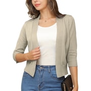 a.Jesdani Womens Cropped Cardigans Sweaters 3/4 Sleeve Open Front Short Shrugs S-XXL