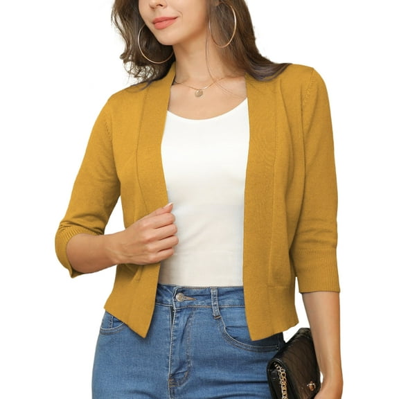 a.Jesdani Womens Cropped Cardigans Sweaters 3/4 Sleeve Open Front Short Shrugs S-XXL