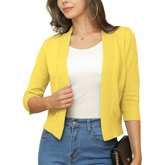 a.Jesdani Womens Cropped Cardigans Sweaters 3/4 Sleeve Open Front Short Shrugs S-XXL