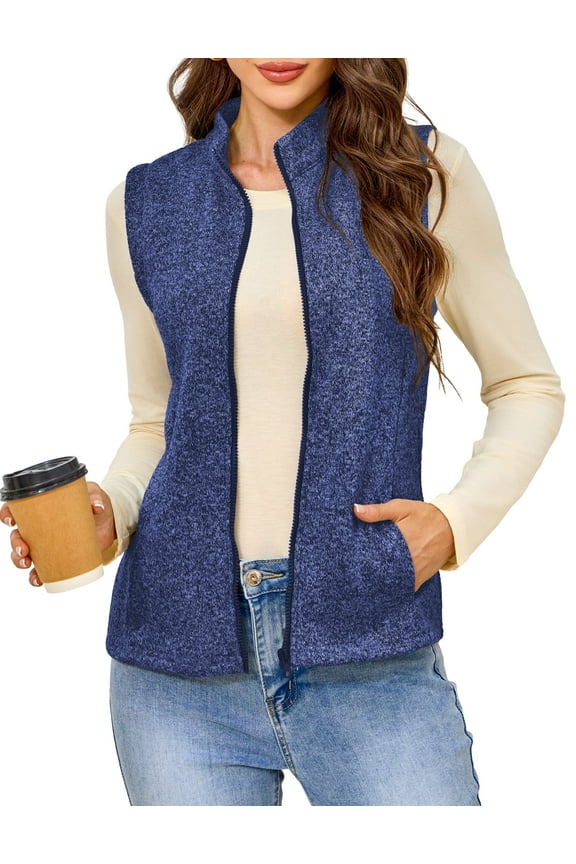 Womens Fleece Vests lightweight Soft Fleece Vest Zip Jackets with Pockets M-3XL