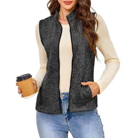 a.Jesdani Womens Fleece Vests lightweight Soft Fleece Vest Zip Jackets with Pockets M-3XL