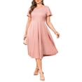 thumbnail image 1 of a.Jesdani Womens Plus Size Dresses Flutter Sleeve A-Line Midi Dress Wedding Guest Dress Pink 2X, 1 of 14