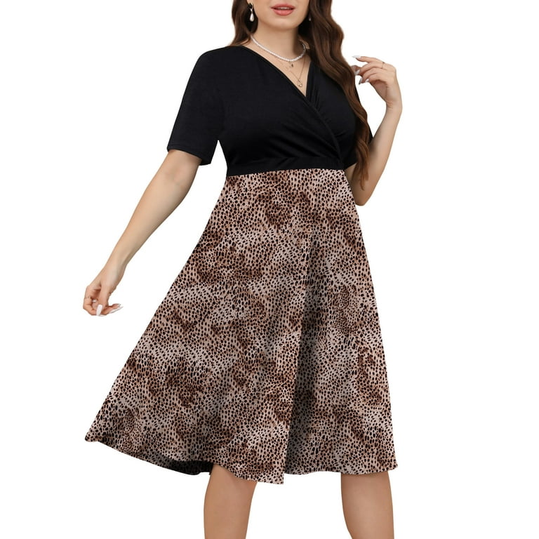 Casual Print Patchwork V Neck Waist Skirt Dresses Casual Print Patchwork V Neck Waist Skirt Dresses