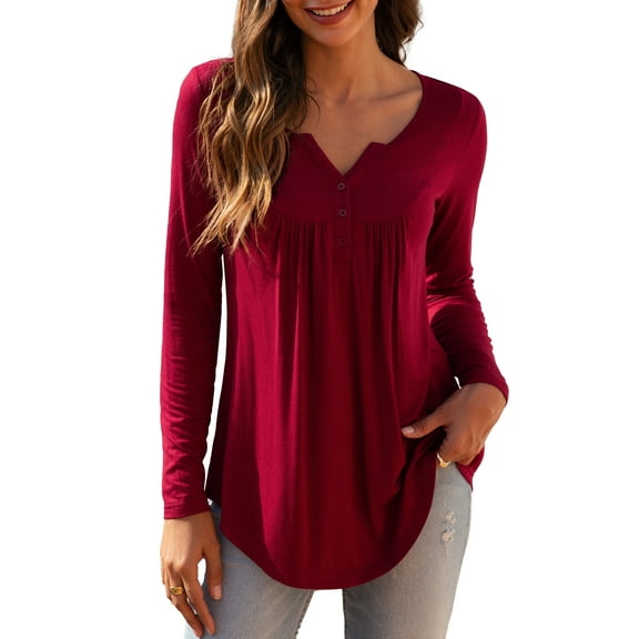 a.Jesdani Womens Plus Size Long Sleeve Tops Tunic Tops Casual Floral Henley Shirts m-4x