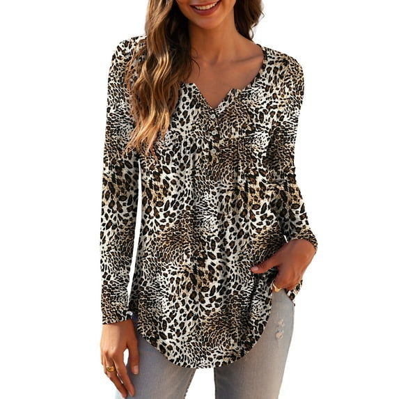 a.Jesdani Womens Plus Size Long Sleeve Tunic Tops Casual Floral Henley Shirts m-4x