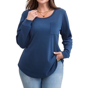 a.Jesdani Womens Plus Size Sweatshirts Soft Crewneck Pullover Sweatshirt Fall Warm Womens Long Sleeves Tops 2X