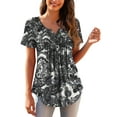 thumbnail image 1 of a.Jesdani Womens Plus Size Tunic Tops Short Sleeve Casual Floral Henley Shirts m-4x, 1 of 11