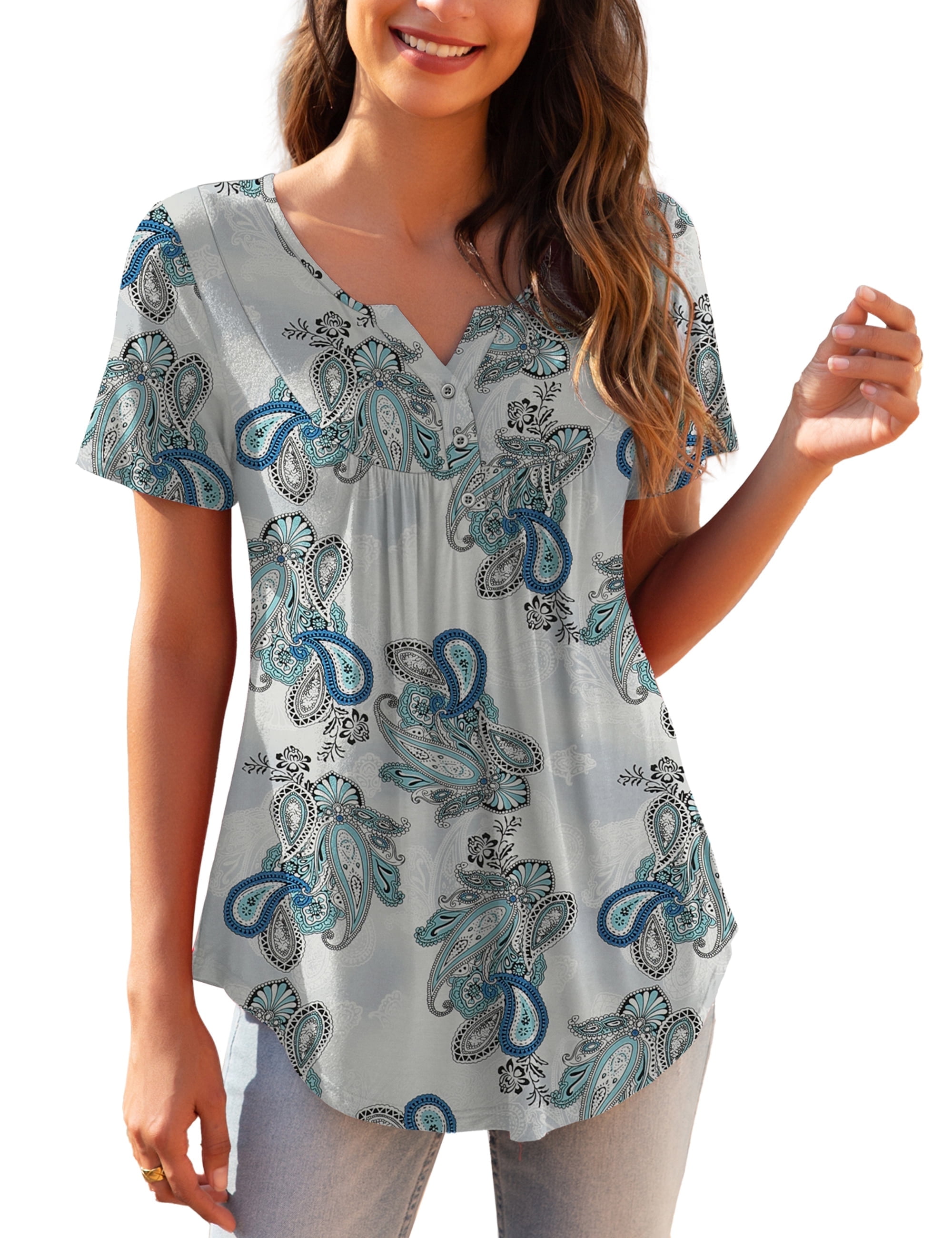 a.Jesdani Womens Plus Size Tunic Tops Short Sleeve Casual
