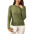 thumbnail image 1 of a.Jesdani Womens Sweaters Soft Checkered Pullover Sweater Fall Long Sleeve Knit Green Sweater L, 1 of 12