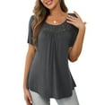thumbnail image 1 of a.Jesdani Womens Tops Plus Size Short Sleeve Gray Shirts Lace Pleated Tunic Tops 4XL, 1 of 8