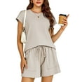 thumbnail image 1 of a.Jesdani Womens Two Piece Sets Short Sleeve and Shorts Sweatsuits Lounge Sets Homewear with Pocket 2XL, 1 of 13