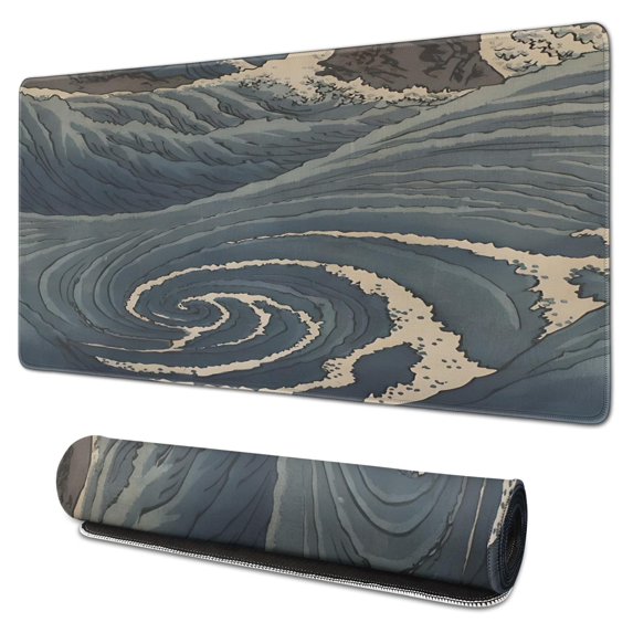a Sea with Swirls and Waves mousepad Gamingwaterproof,rubber+multispandexwashable MousepadDesk Pad for Office Home Game 31.5x15.7inches