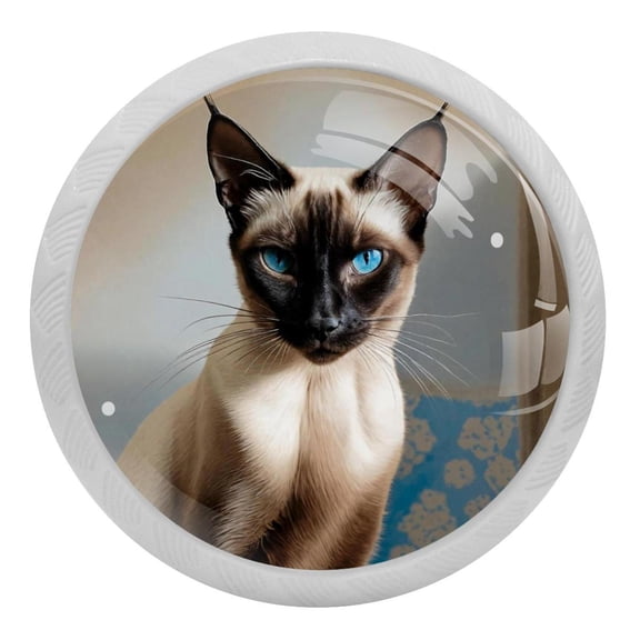 a Siamese Cat Crystal Glass Drawer Knob Pull Ergonomic 30mm Circle Glowing Furniture Cabinet Handle for Kitchen Dresser Cupboard Wardrobe
