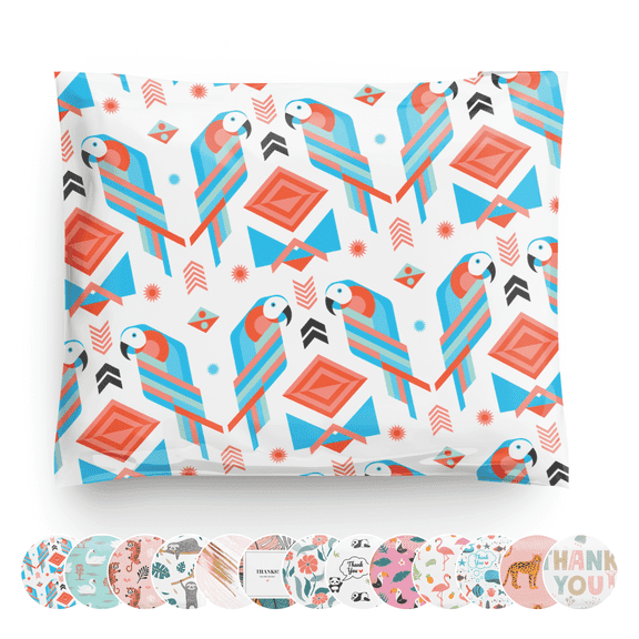 a la mode Mailers Parrot Pattern Animal Print Reusable 10x13 Poly Mailers 100 Pack