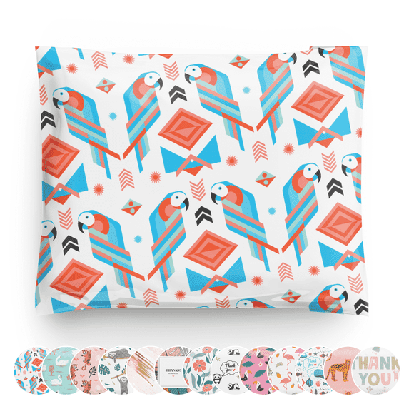 a la mode Mailers Parrot Pattern Animal Print Reusable 10x13 Poly Mailers 100 Pack