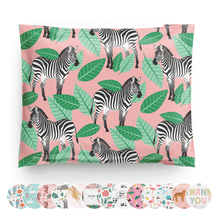 a la mode Mailers Zebra Animal Pattern Reusable 10x13 Poly Mailers 100 Pack