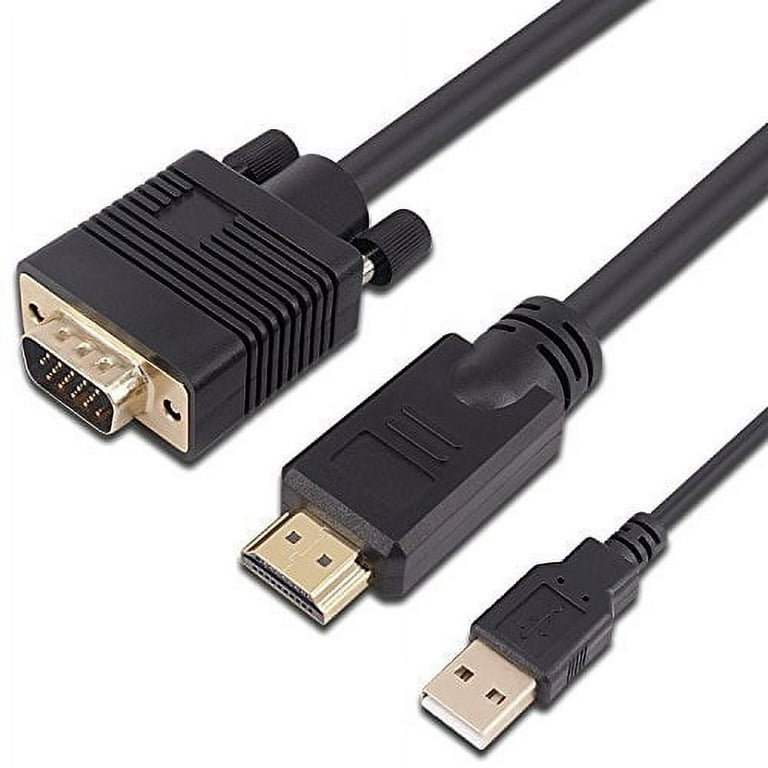 Wonlyus HDMI to VGA Cable Gold-Plated 1080P HDMI Male to VGA Male Active  Video Adapter Converter Cord (6 Feet/1.8 Meters)