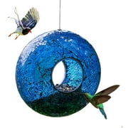 a ting garden hanging bird feeder mosaic circle for outdoor decoration,blue