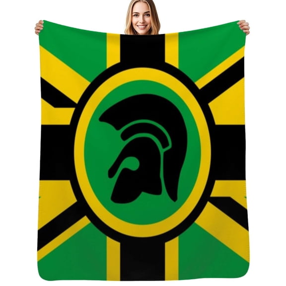 a trojan uk flag in the colors of jamaica Flannel Blankets Soft Throw Blanket Winter Travel Office Outdoor Bedspread