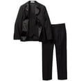 thumbnail image 1 of Boy's 2-20 Modern Fit 3-Piece Jacket Vest Trousers Satin Notch Lapel Formal Tuxedo Suit Set - Black, 1 of 1