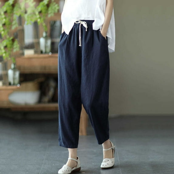 aDJFDGT Denim Cargo Pants for Women Petite Elastic Solid Pants Pocket Trousers Womens Waist Loose and Women's Jeans