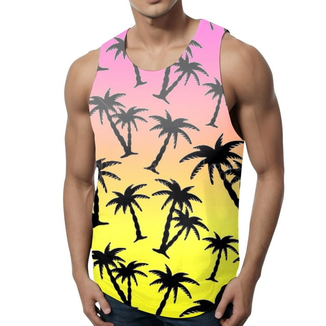 aDJFDGT Men's Tank Tops Graphic on Back Mens Summer Vacation Beach
