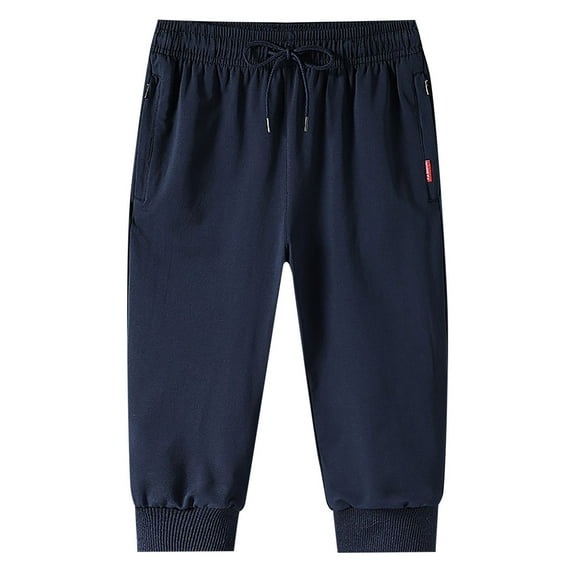 aDJFDGT Mens Sweatpants Tall Length Men's 3/4 Jogger Capri Pants Workout Gym Below Knee Shorts Zipper Pockets