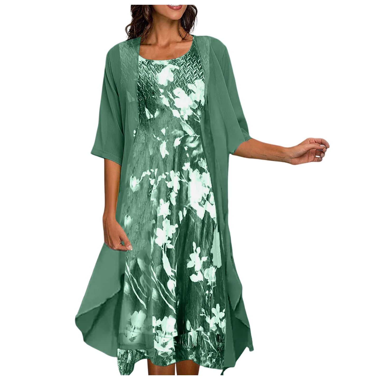 aDJFDGT Summer Casual Dresses 2024 Floral Women Fashion Print