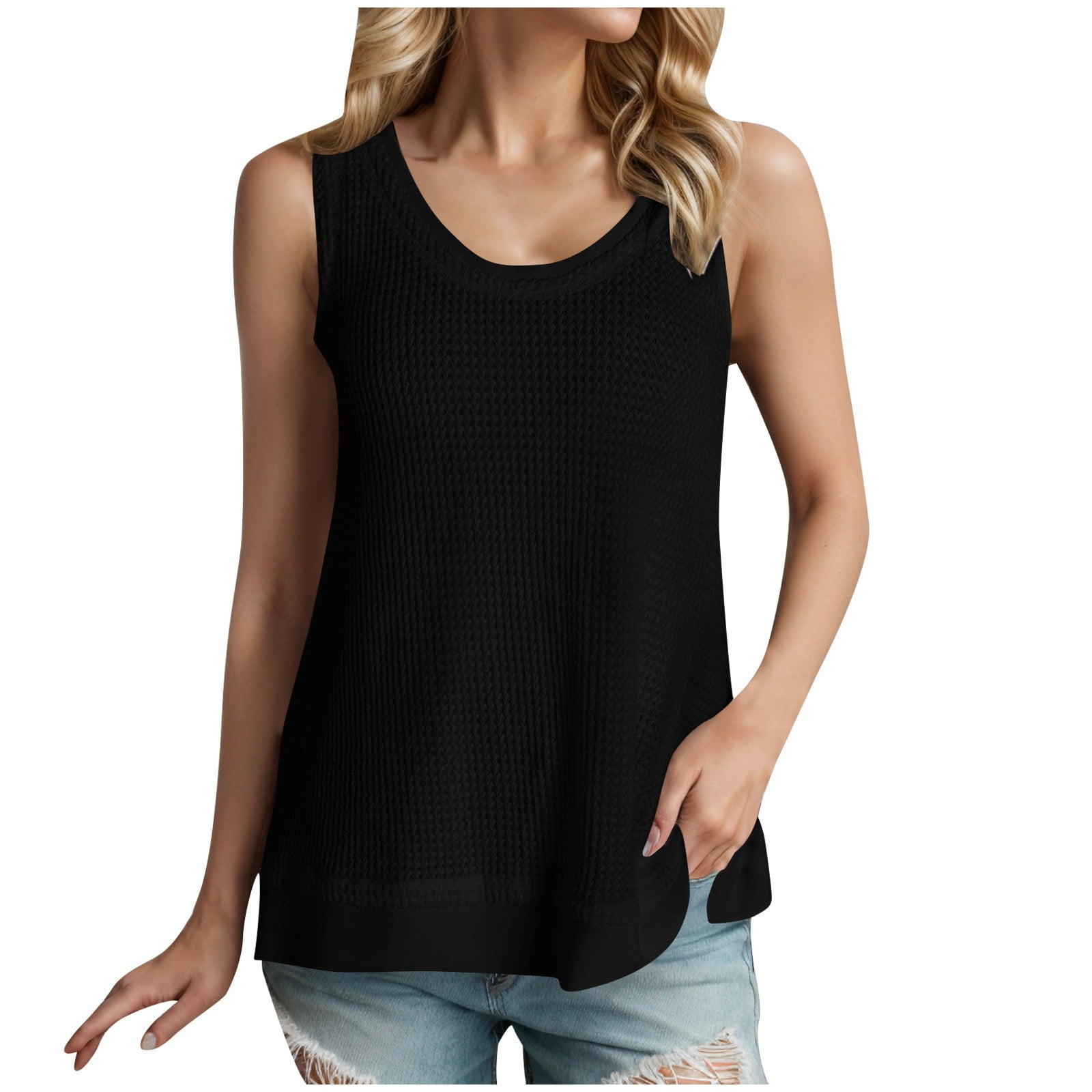 aDJFDGT Tank Top for Women Knit Tank Tops for Women Scoop Neck