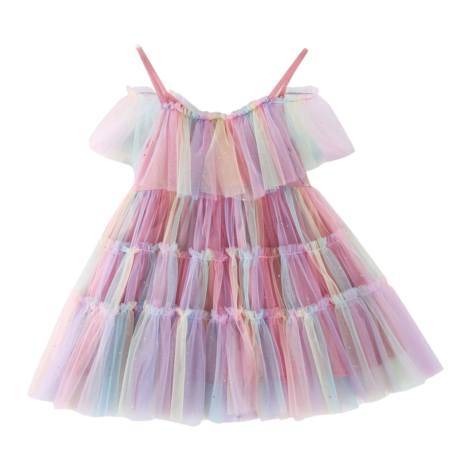 aDJFDGT Toddler Girl Dresses Toddler Girls Sleeveless Rainbow Tie Dye ...