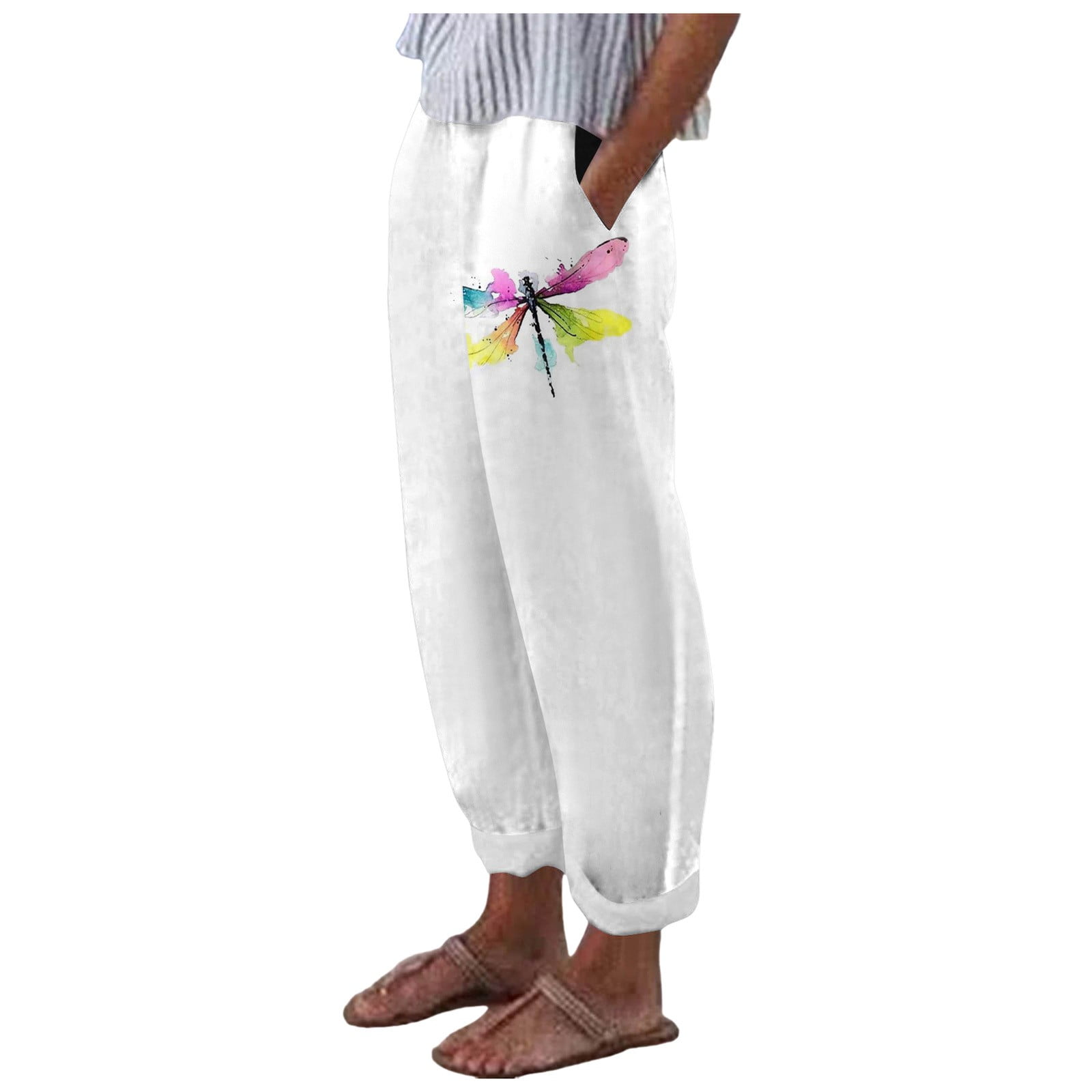 aDJFDGT Women Elastic Waist Pants for Women Short Women Spring and ...