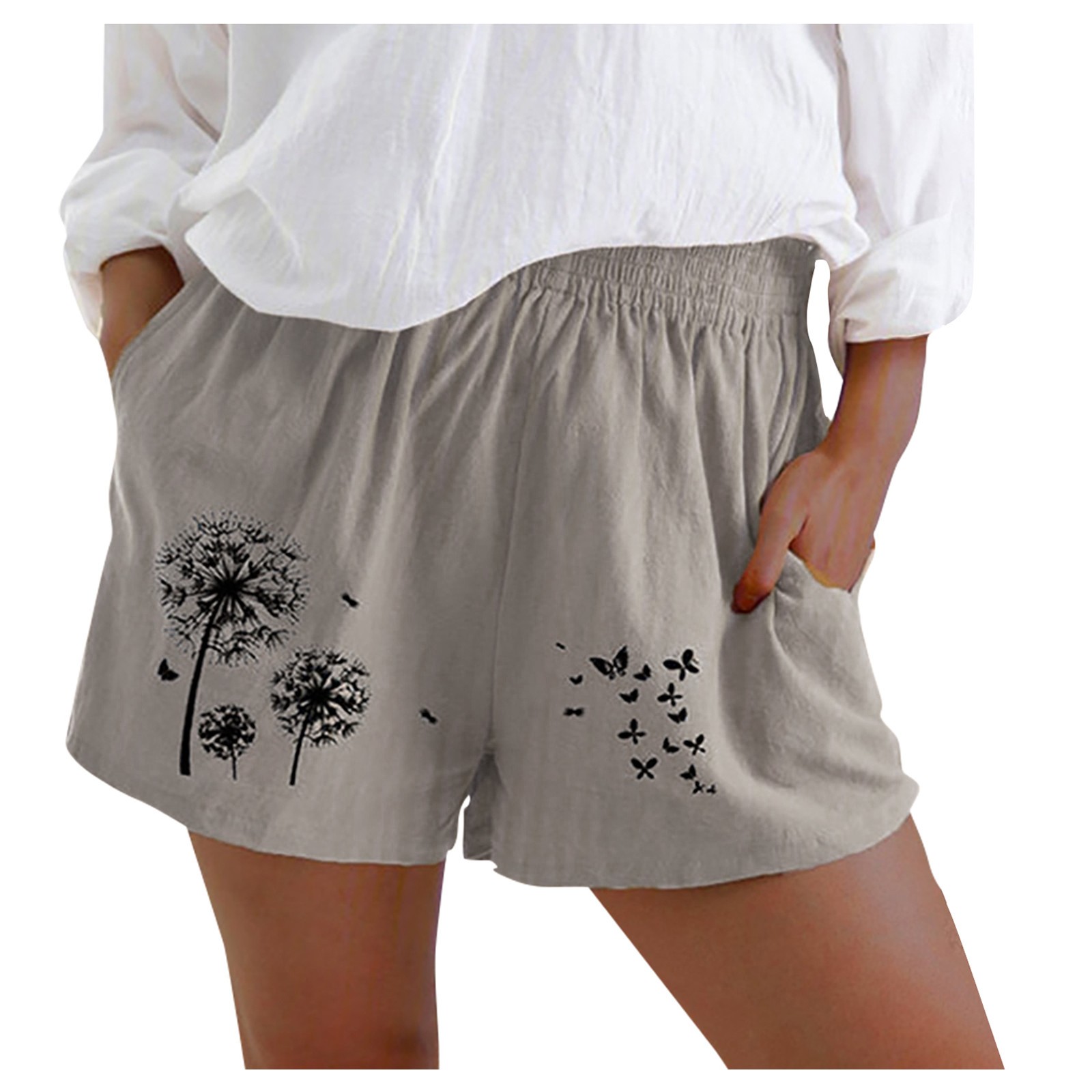 aDJFDGT Women's Sweat Shorts 5 Inch Print Women Elastic Fashion Pants ...