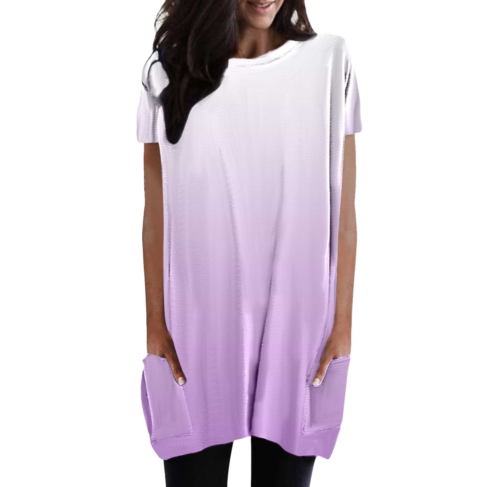 aDJFDGT Womens Dress Tops for Work Women Summer Casual Loose Pulround