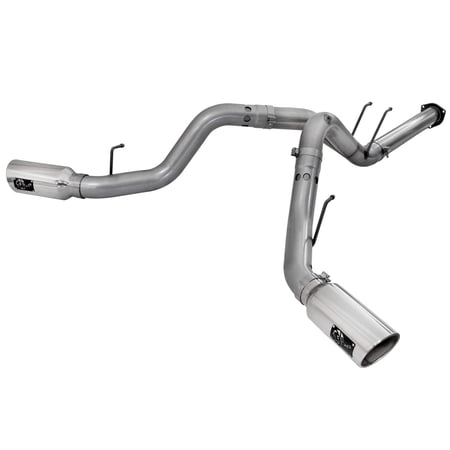 aFe Large Bore-HD 4in 409 Stainless Steel DPF-Back Exhaust w/Polished Tips 15-16 Ford Diesel Truck - 49-43122-P Fits select: 2015-2016 FORD F350, 2015-2016 FORD F250
