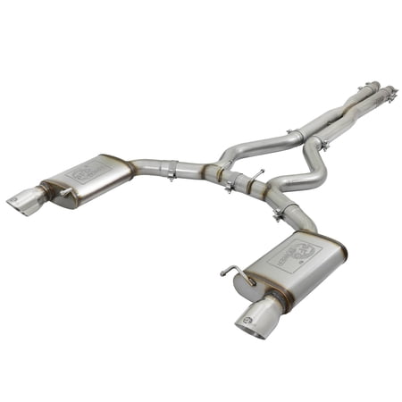 aFe MACHForce XP 3in 304 SS Cat-Back Exhausts w/ Polished Tips 15-17 Ford Mustang GT V8-5.0L/V6-3.7L