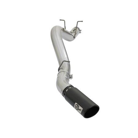 aFe Power 49-04085-B ATLAS DPF-Back Exhaust System; 4 in. Tubing; Stainless Steel; Incl. Tailpipe/6 in. Black Tip; Single Rear Exit;