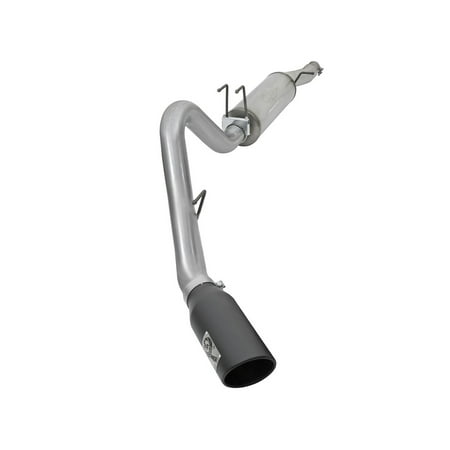 aFe Power 49-43086-B MACH Force-Xp Cat-Back Exhaust System; 4 in. Tubing; Stainless Steel; Incl. Tubing/High Flowing Stainless Steel Single in/Out Muffler/Hardware/6 in. Black Stainless Steel Tip;