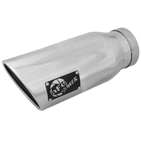 aFe Power 49T40602-P15 MACH Force-Xp Exhaust Tip; 409 Stainless Steel; Universal; 4 in. In x 6 in. Out x 15 in. Long; Right Side; Polished Finish;