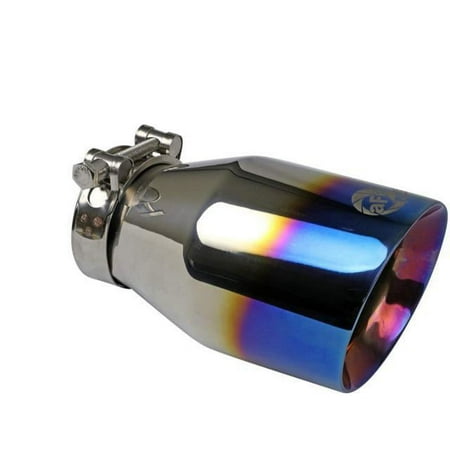 aFe Power MACH Force-Xp 304 Stainless Steel Clamp-on Exhaust Tip Blue Flame 2-1/2 IN Inlet x 4 IN Outlet x 7 IN L 49T25404-L071
